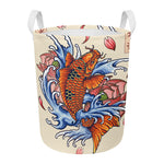 Japanese Koi Fish Tattoo Print Round Laundry Basket