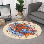 Japanese Koi Fish Tattoo Print Round Rug