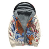 Japanese Koi Fish Tattoo Print Sherpa Lined Zip Up Hoodie