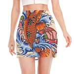 Japanese Koi Fish Tattoo Print Side Slit Mini Skirt