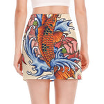 Japanese Koi Fish Tattoo Print Side Slit Mini Skirt