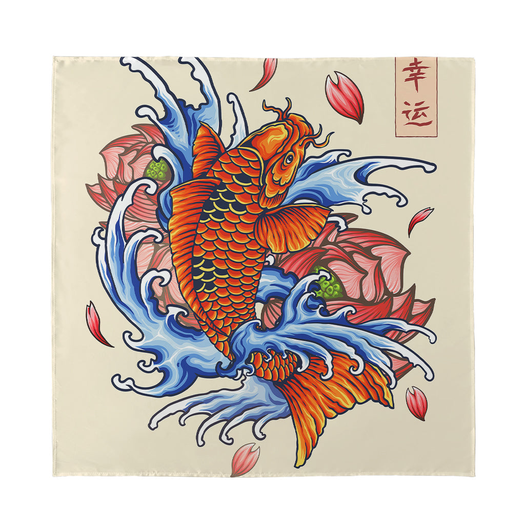 Japanese Koi Fish Tattoo Print Silk Bandana