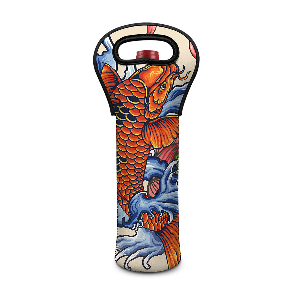 Japanese Koi Fish Tattoo Print Single Neoprene Wine Tote
