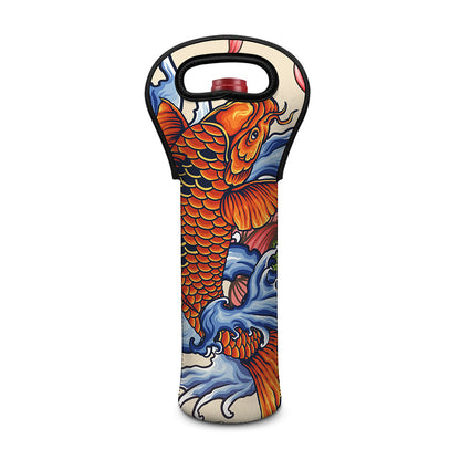 Japanese Koi Fish Tattoo Print Single Neoprene Wine Tote