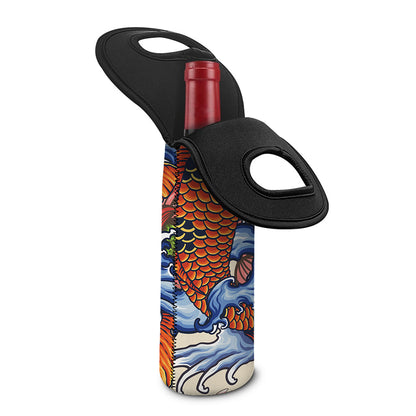 Japanese Koi Fish Tattoo Print Single Neoprene Wine Tote