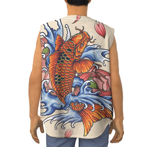 Japanese Koi Fish Tattoo Print Sleeveless Baseball Jersey