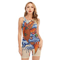 Japanese Koi Fish Tattoo Print Sleeveless One Piece Swimsuit