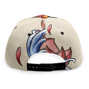 Japanese Koi Fish Tattoo Print Snapback Cap