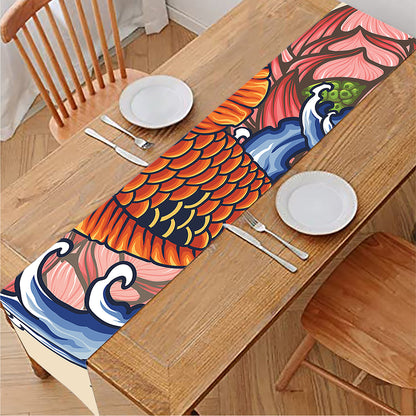 Japanese Koi Fish Tattoo Print Table Runner