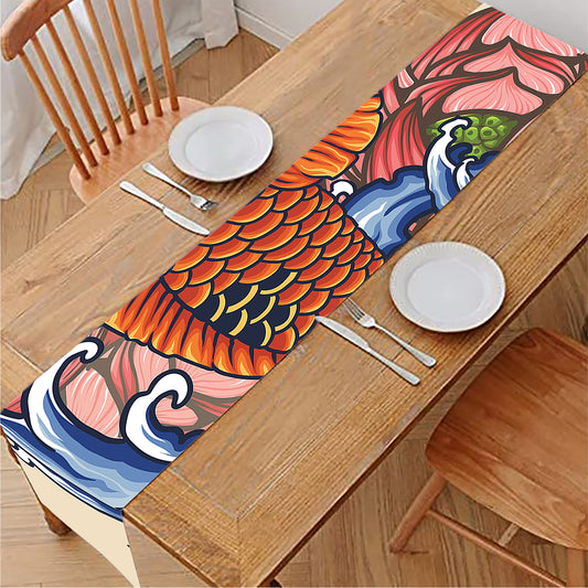 Japanese Koi Fish Tattoo Print Table Runner