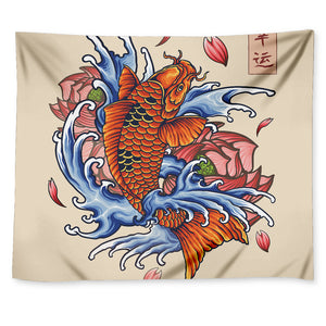 Japanese Koi Fish Tattoo Print Tapestry