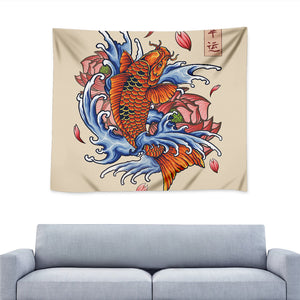 Japanese Koi Fish Tattoo Print Tapestry