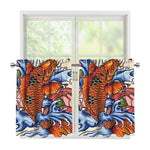 Japanese Koi Fish Tattoo Print Tier Curtains