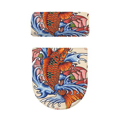 Japanese Koi Fish Tattoo Print Toilet Lid And Tank Cover Set