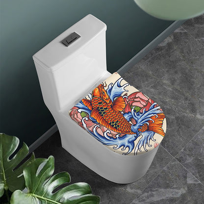 Japanese Koi Fish Tattoo Print Toilet Lid Cover