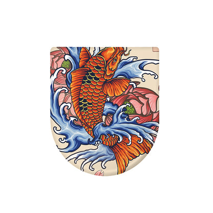 Japanese Koi Fish Tattoo Print Toilet Lid Cover