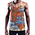 Japanese Koi Fish Tattoo Print Men's Workout Tank Top