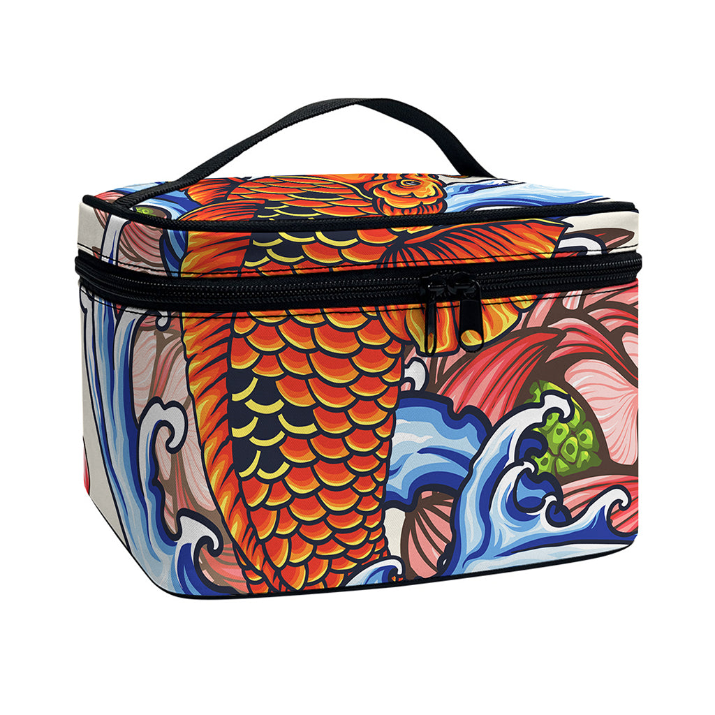 Japanese Koi Fish Tattoo Print Travel Makeup Bag