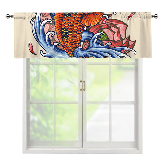 Japanese Koi Fish Tattoo Print Window Valance