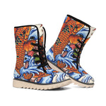 Japanese Koi Fish Tattoo Print Winter Boots