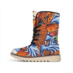 Japanese Koi Fish Tattoo Print Winter Boots