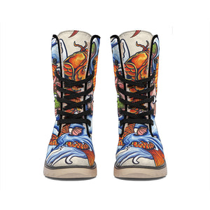 Japanese Koi Fish Tattoo Print Winter Boots