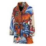 Japanese Koi Fish Tattoo Print Women's Bathrobe