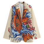 Japanese Koi Fish Tattoo Print Women's Blazer