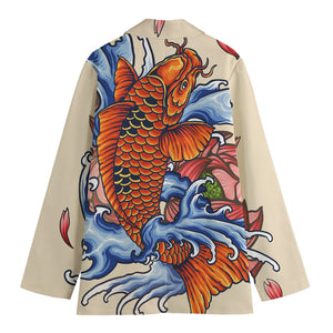 Japanese Koi Fish Tattoo Print Women's Blazer