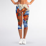 Japanese Koi Fish Tattoo Print Women's Capri Leggings