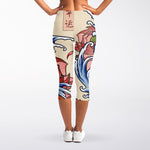 Japanese Koi Fish Tattoo Print Women's Capri Leggings