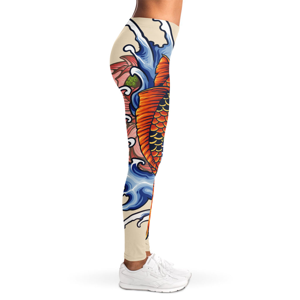 Japanese Koi Fish Tattoo Print Women's Leggings