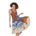 Japanese Koi Fish Tattoo Print Sleeveless Knee Length Dress
