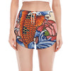 Japanese Koi Fish Tattoo Print Women's Split Running Shorts