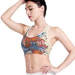 Japanese Koi Fish Tattoo Print Women's Sports Bra