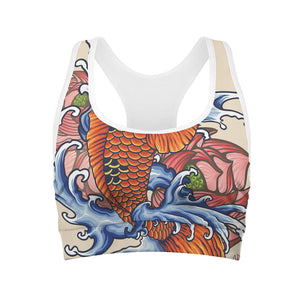 Japanese Koi Fish Tattoo Print Women's Sports Bra