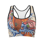 Japanese Koi Fish Tattoo Print Women's Sports Bra