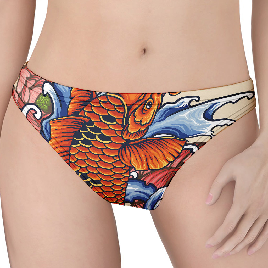 Japanese Koi Fish Tattoo Print Women's Thong