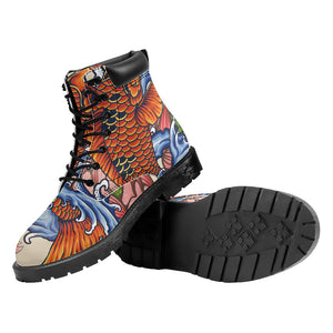 Japanese Koi Fish Tattoo Print Work Boots