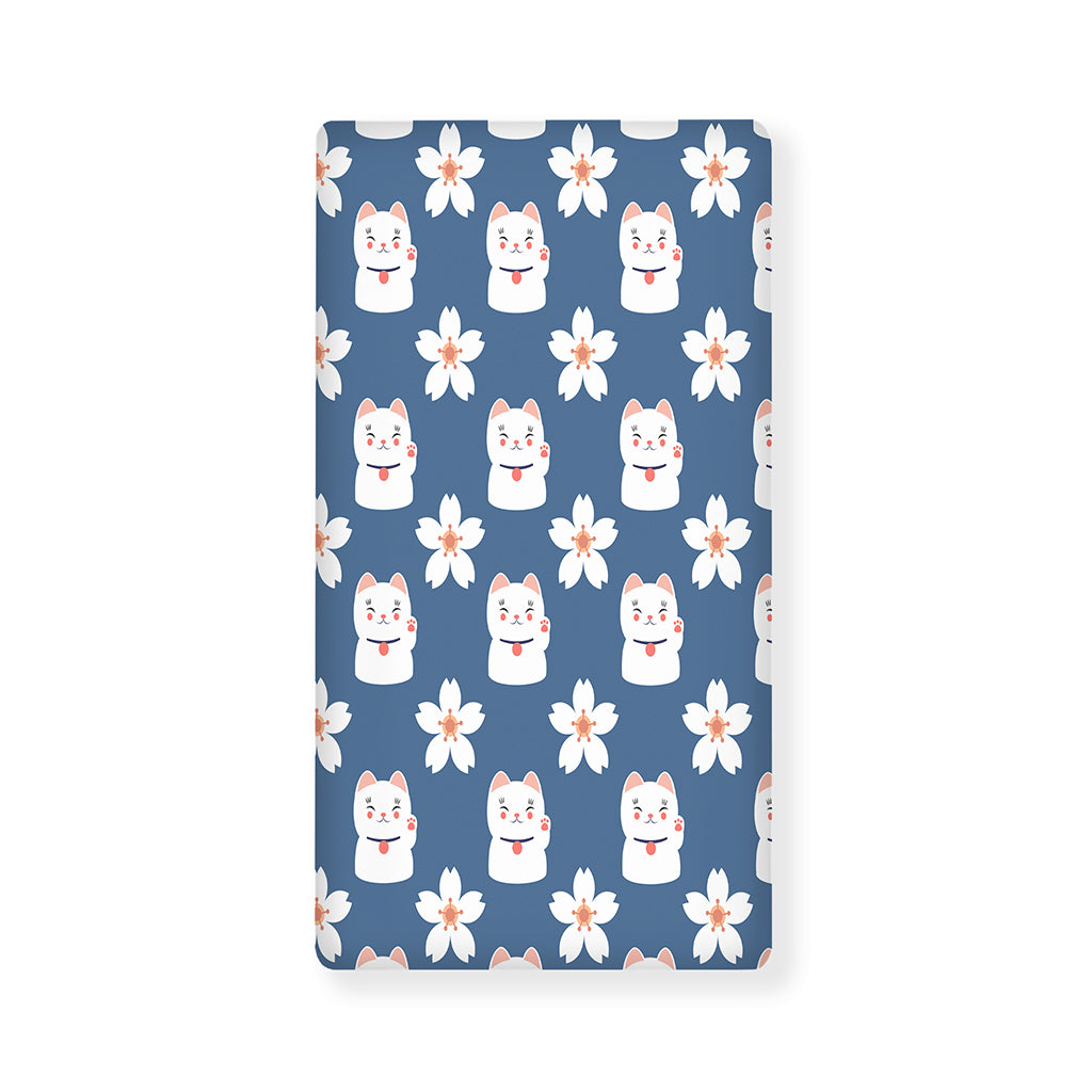 Japanese Lucky Cat And Sakura Print Baby Crib Sheet
