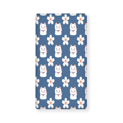Japanese Lucky Cat And Sakura Print Baby Crib Sheet
