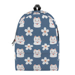 Japanese Lucky Cat And Sakura Print Backpack