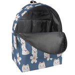 Japanese Lucky Cat And Sakura Print Backpack