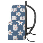 Japanese Lucky Cat And Sakura Print Backpack