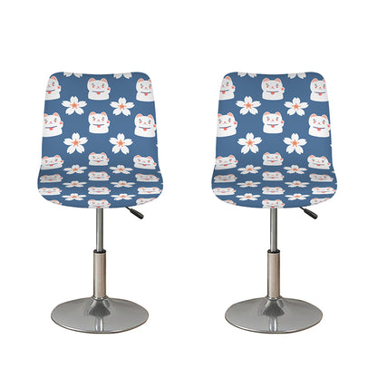 Japanese Lucky Cat And Sakura Print Bar Stool Covers