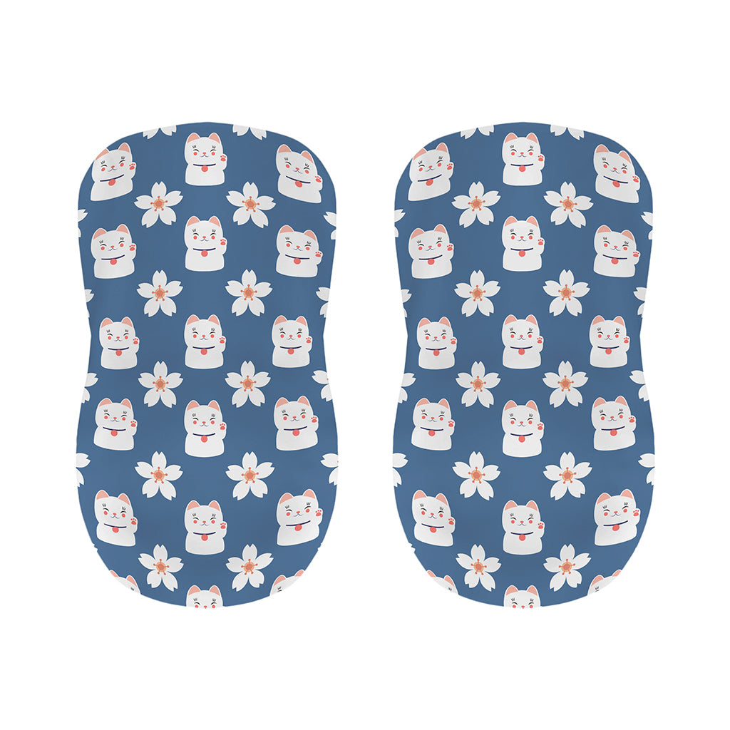 Japanese Lucky Cat And Sakura Print Bar Stool Covers