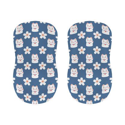 Japanese Lucky Cat And Sakura Print Bar Stool Covers