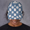 Japanese Lucky Cat And Sakura Print Baseball Cap