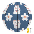 Japanese Lucky Cat And Sakura Print Basketball