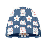 Japanese Lucky Cat And Sakura Print Beanie